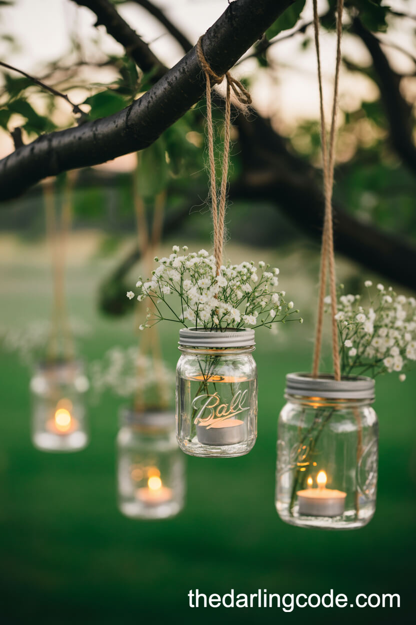 Mason Jar Tealight Tree Decorations