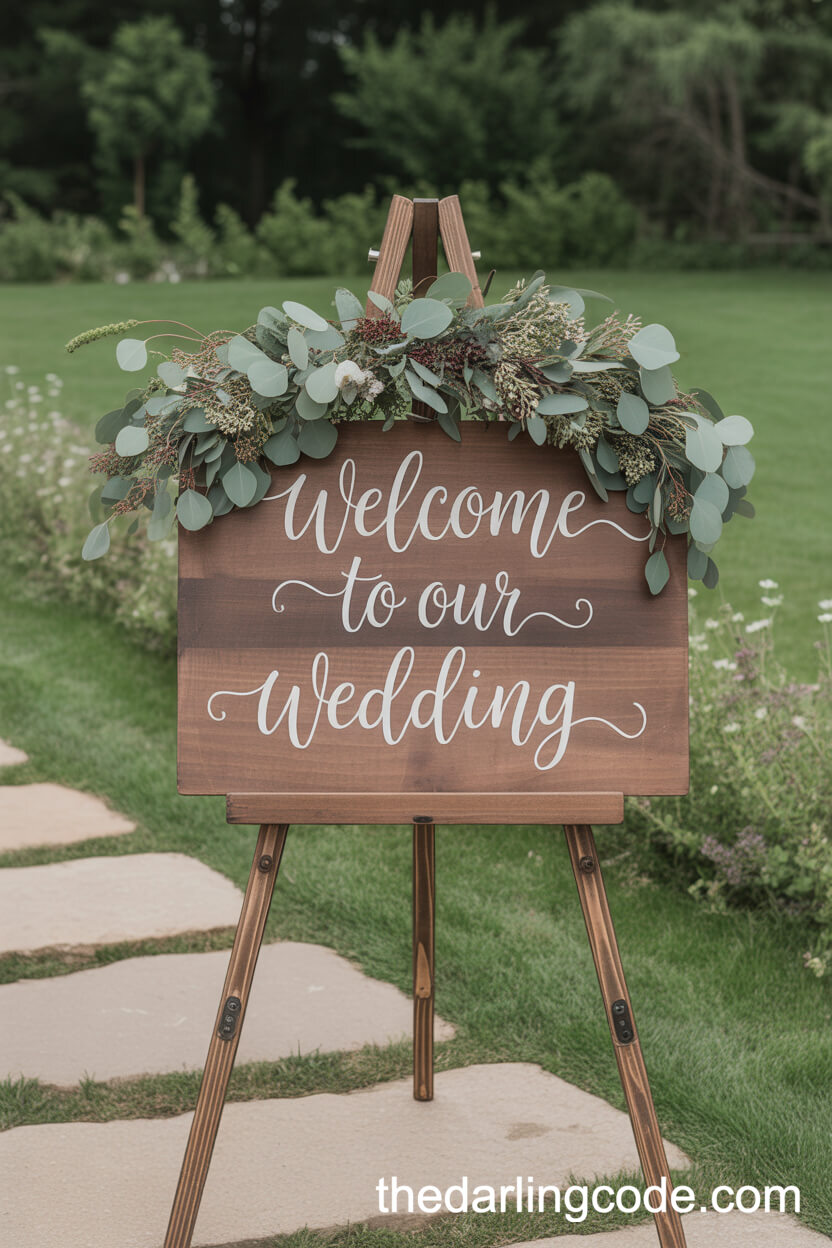 Rustic Wooden Wedding Welcome Sign