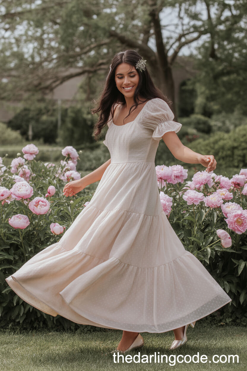 Blush Pink Fairy Tale-Inspired Garden Wedding Dress