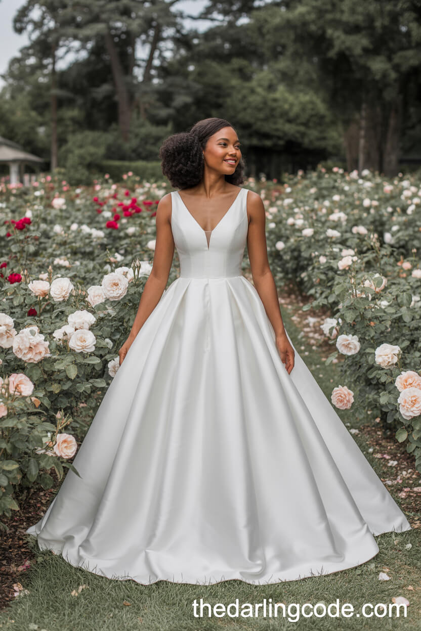 Classic White Ballgown Wedding Dress In A Rose Garden