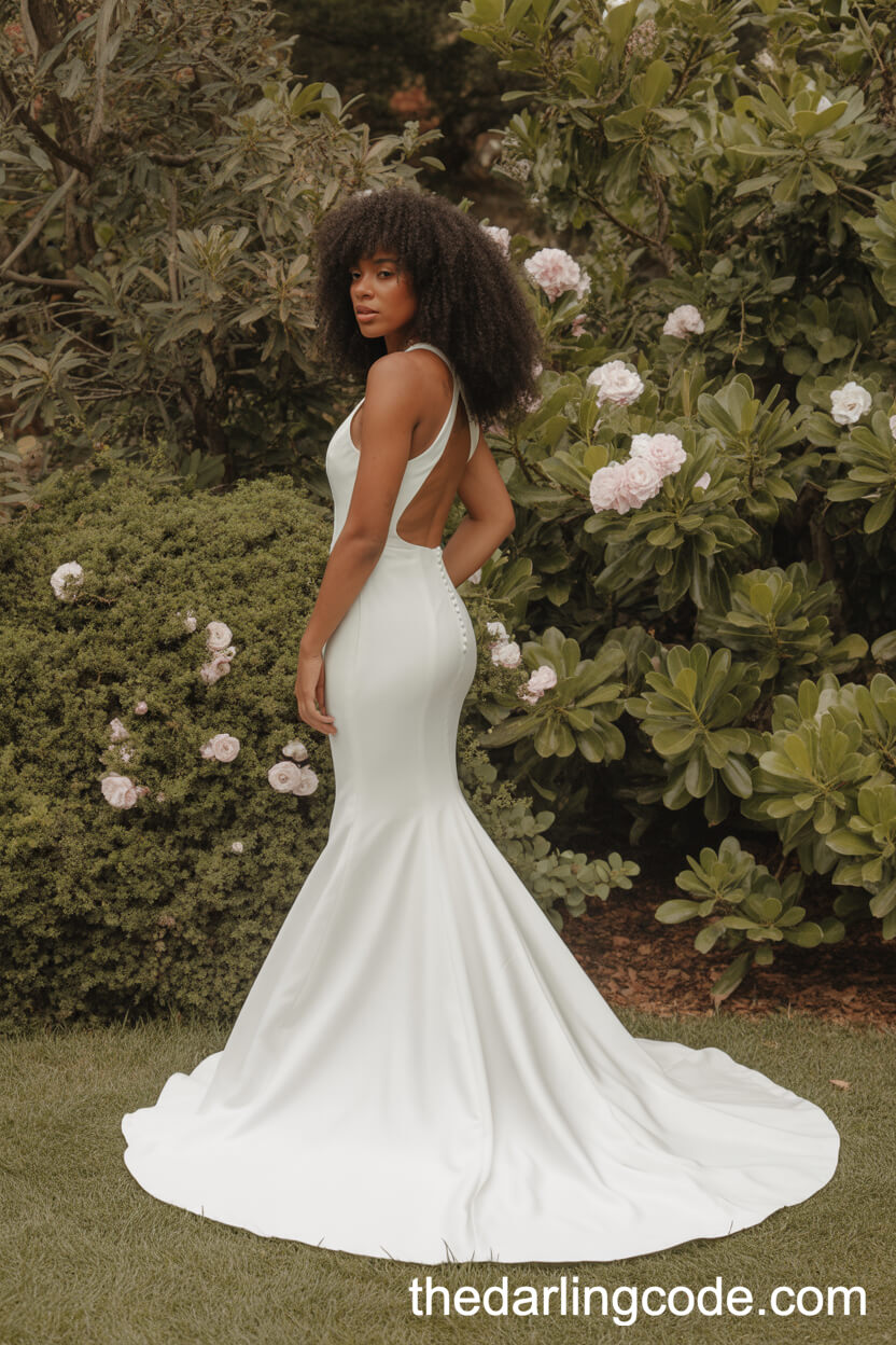 Fitted Mermaid-Style Garden Wedding Dress With Open Back