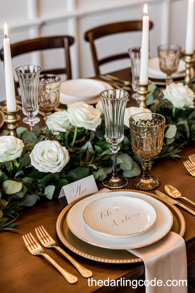 Classic Head Table With Antique Gold Accents