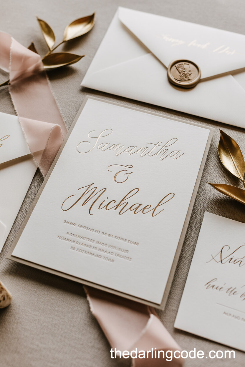 Elegant Gold Foil Wedding Invitation Suite