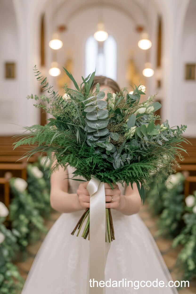 All-Foliage Bridal Bouquet With Ferns And Eucalyptus