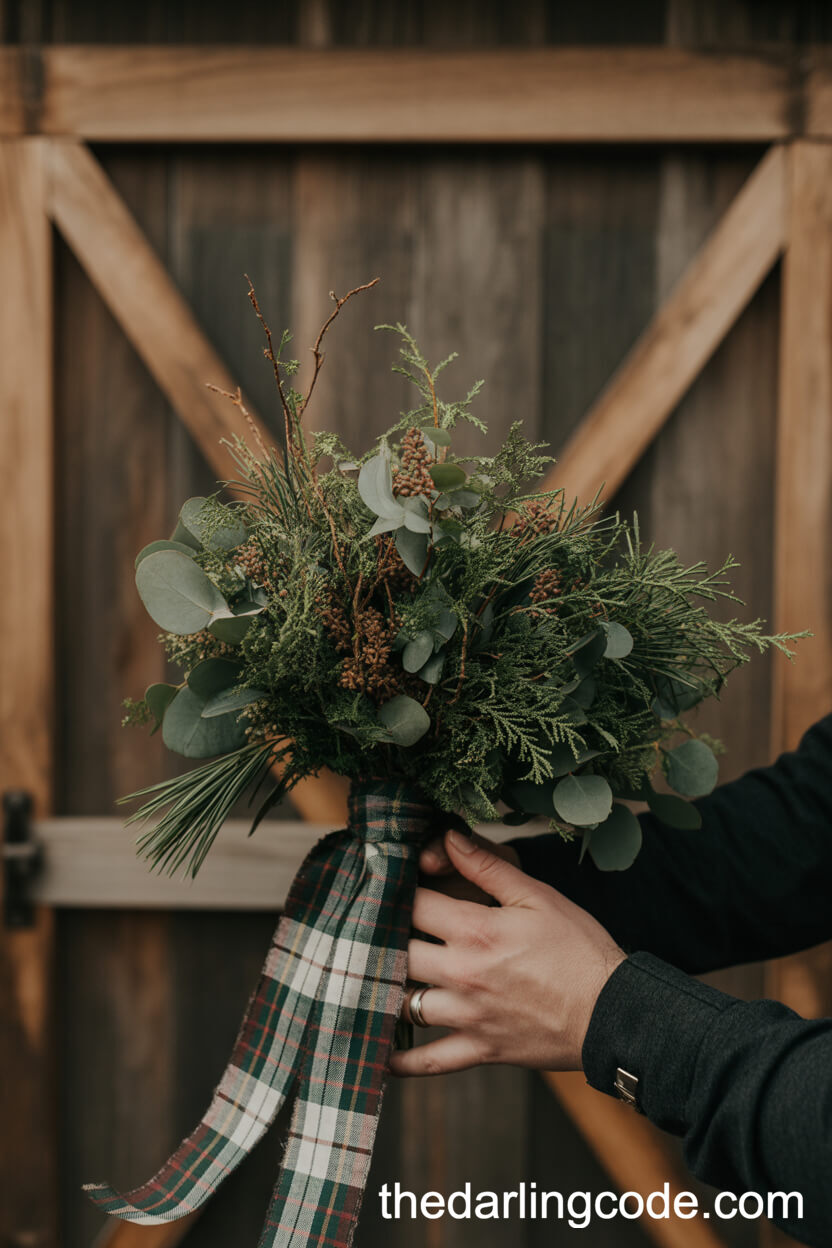 Red Rose And Blue Thistle Lakeside Bouquet