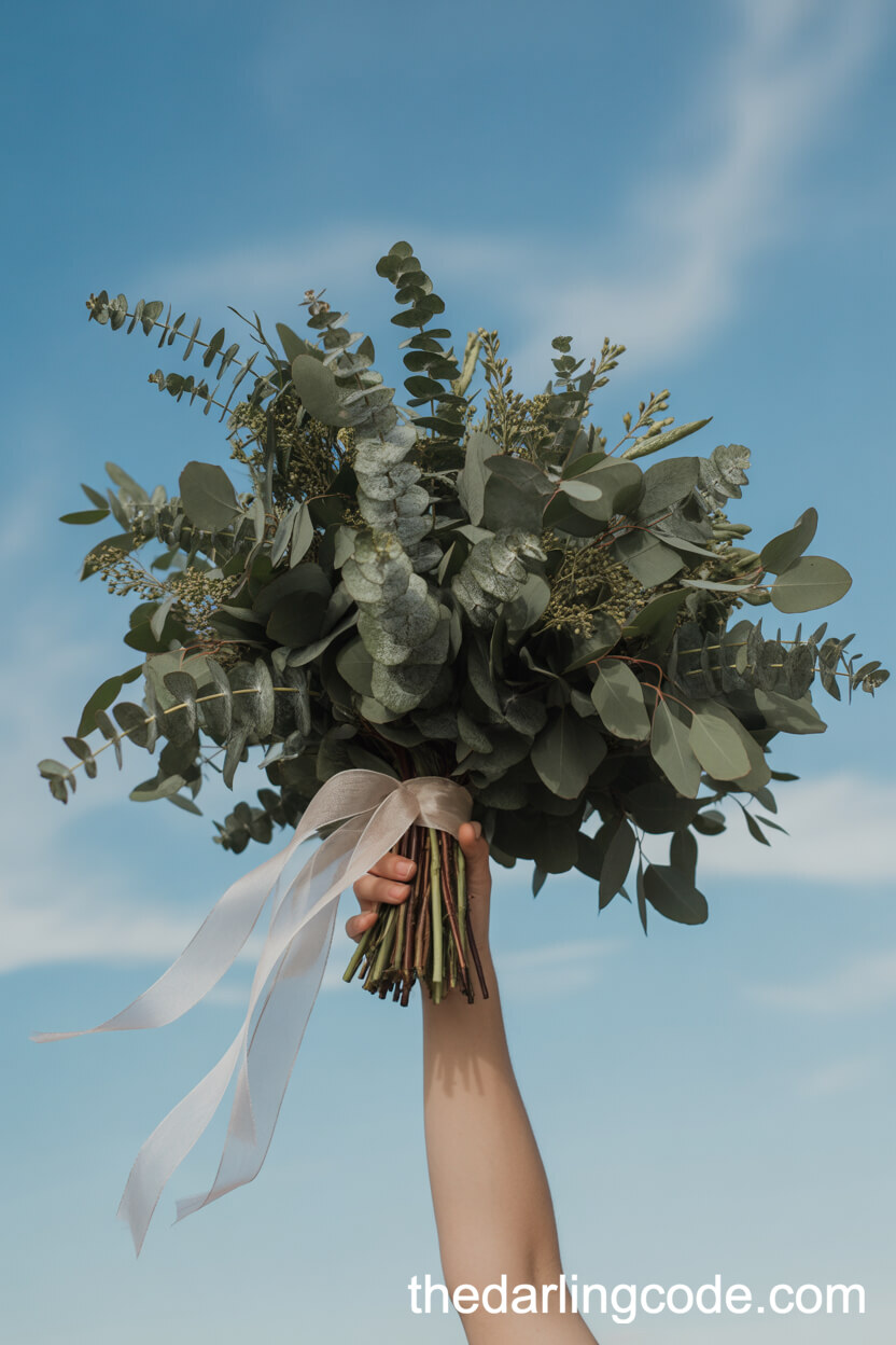 Single-Type Greenery Statement Bridal Bouquet