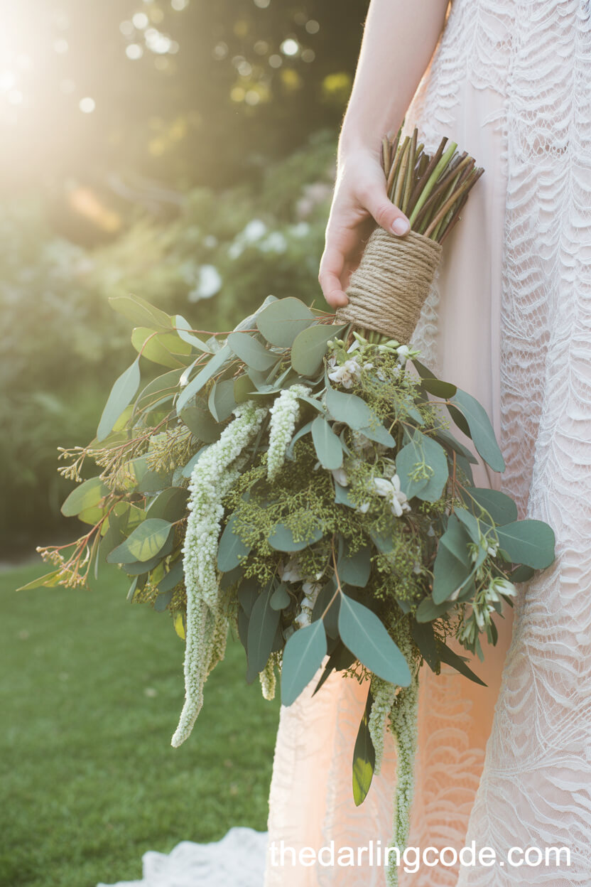 Bohemian Greenery Bouquet With Eucalyptus And Amaranthus