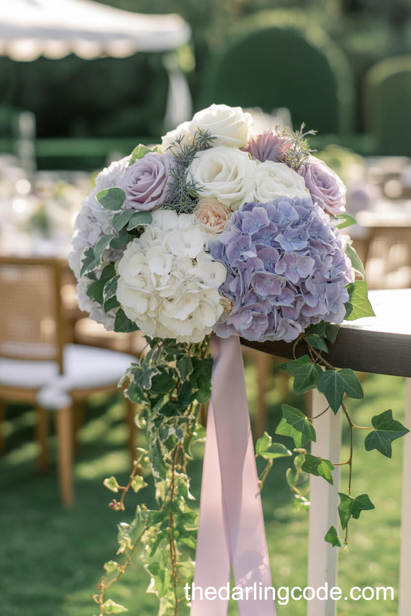 Cascading White And Lavender Hydrangea Garden Party Bouquet