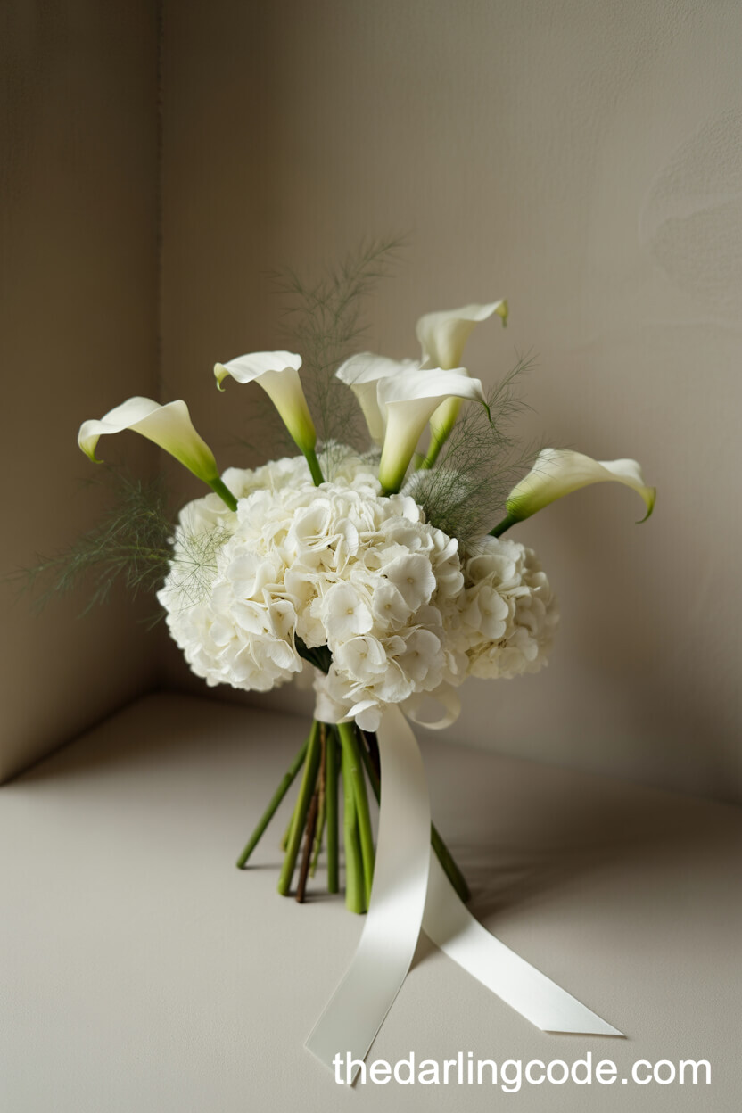Elegant White Hydrangea And Calla Lily Bridal Bouquet