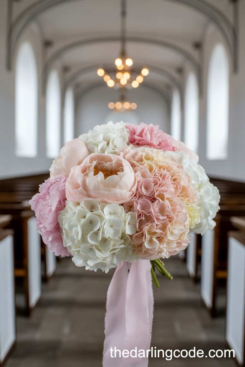 Ombre Effect Pink And White Hydrangea Wedding Bouquet