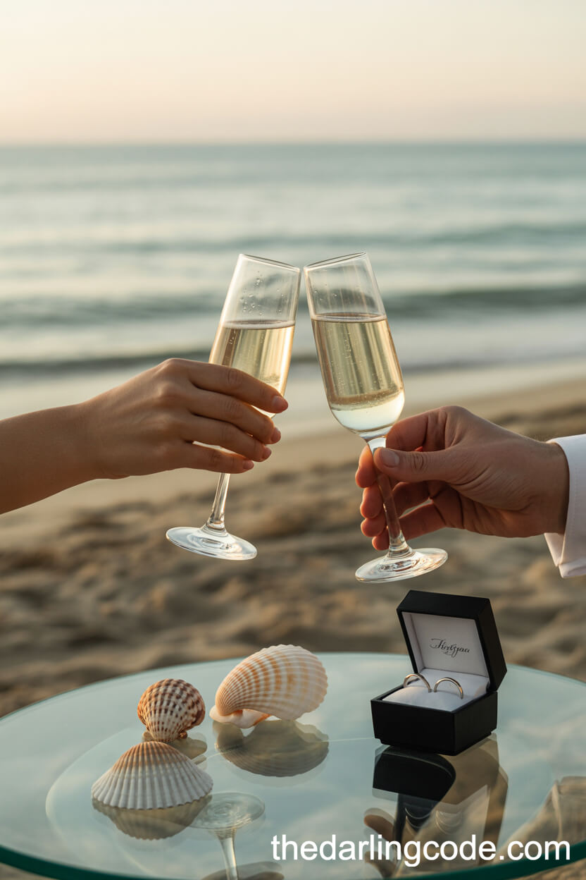 Champagne Toast With Seashell Details