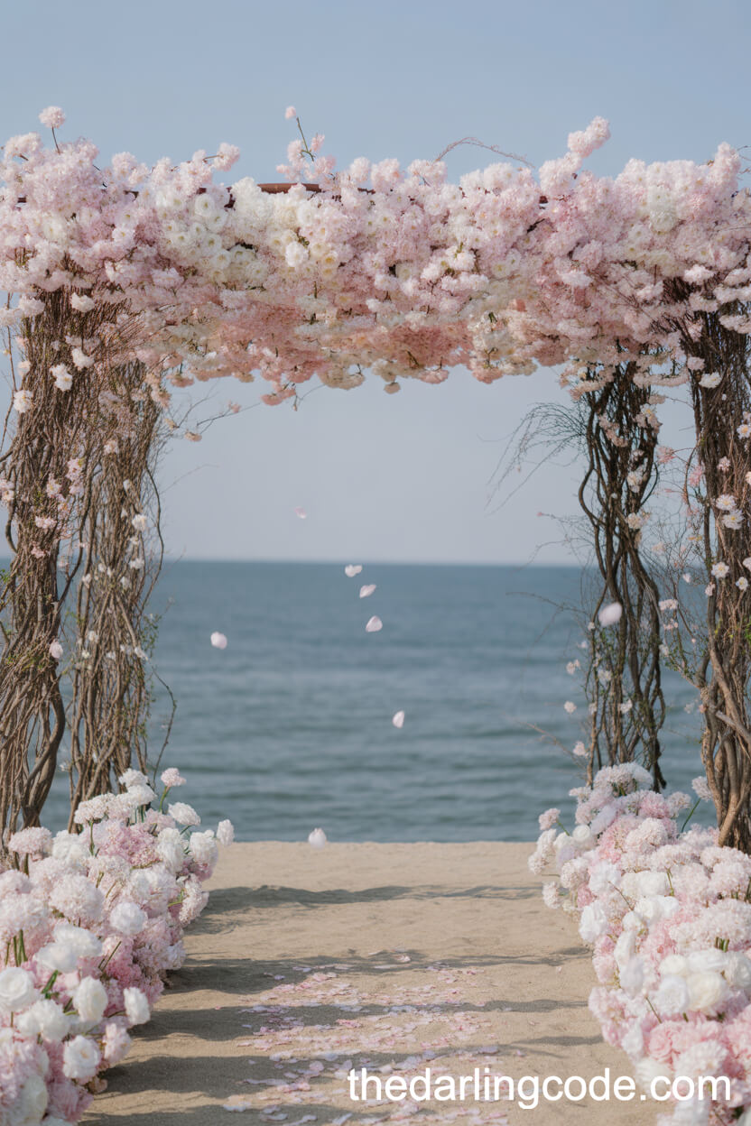 Cherry Blossom Floral Canopy Beach Setup