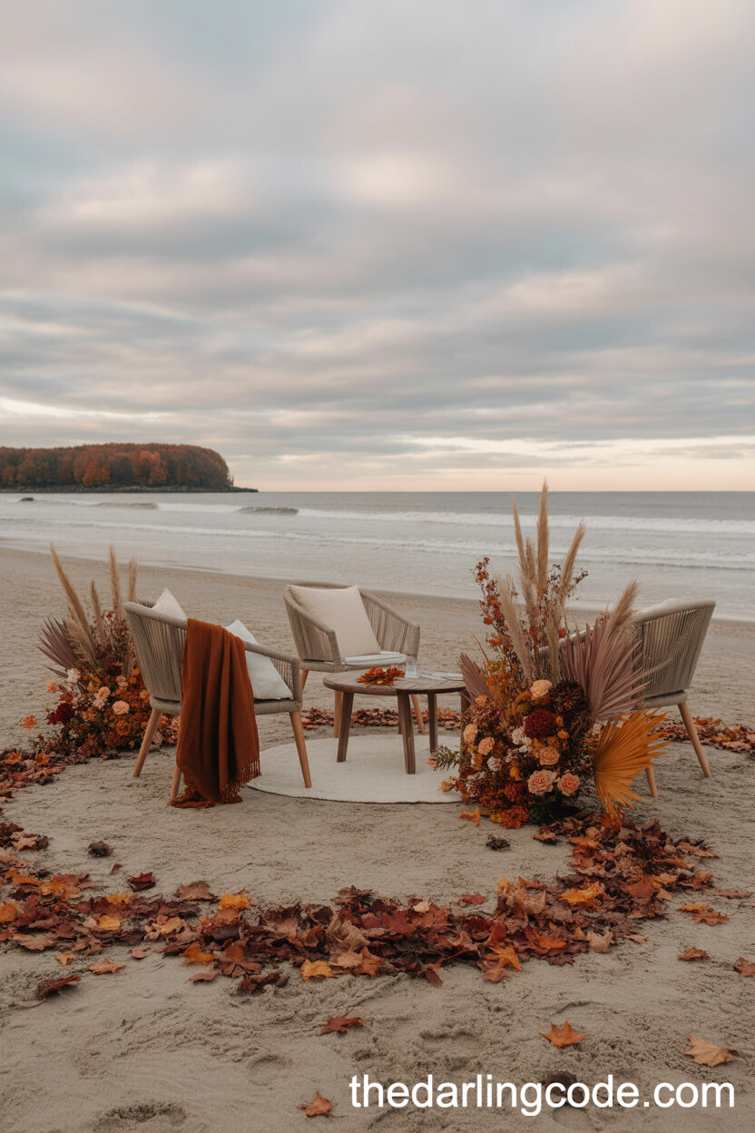 Autumn Beach Wedding Decor With Cozy Touches
