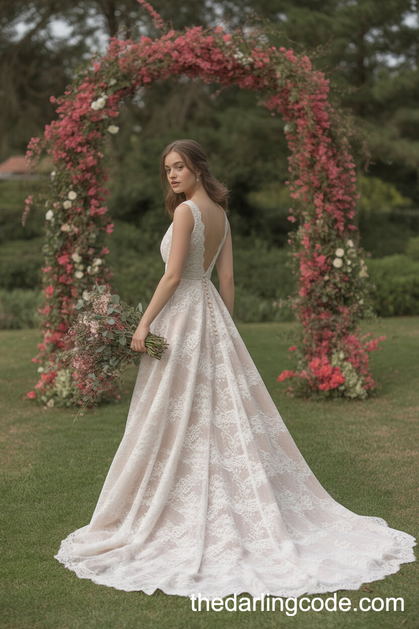 Romantic Lace Wedding Dress With Plunging Back