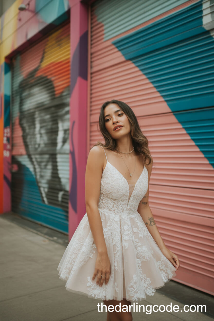 Short Lace Mini Wedding Dress