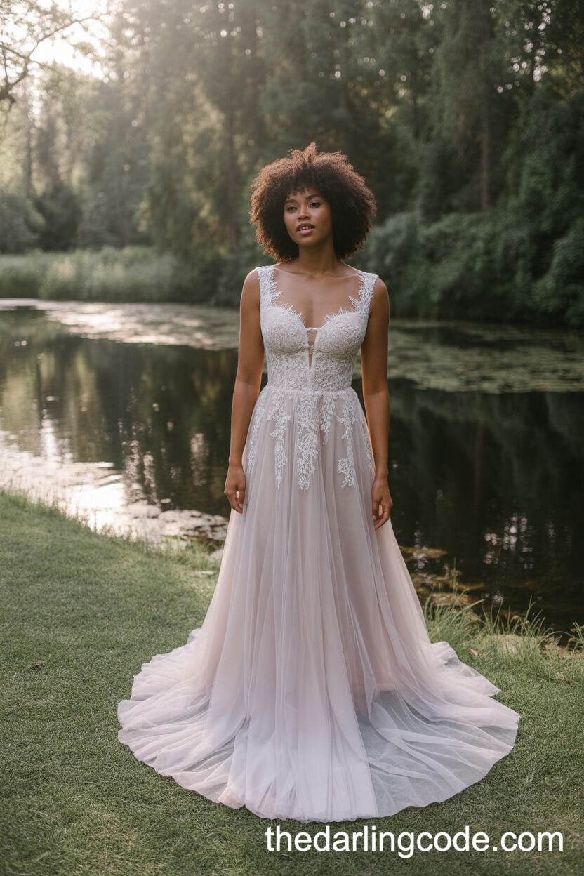 Fairytale-Inspired Lace Wedding Dress With Tulle Skirt