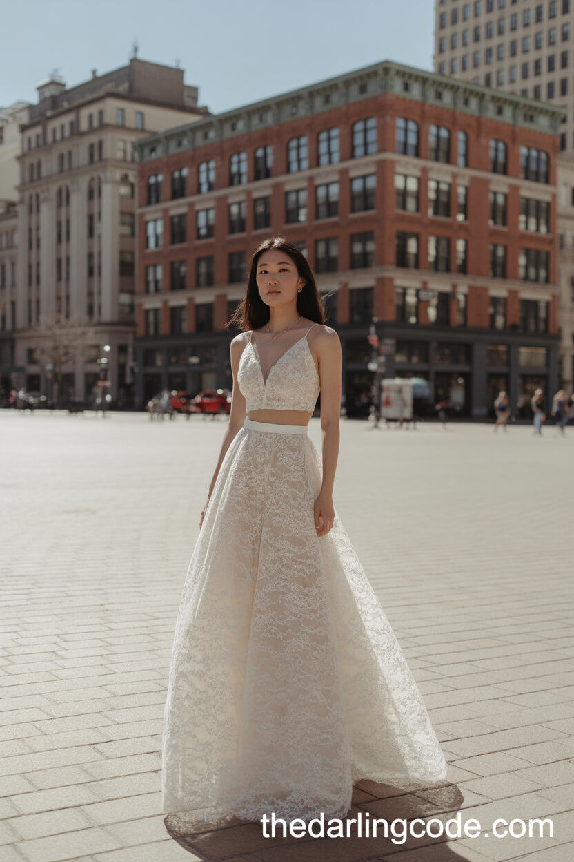 Two-Piece Lace Wedding Dress Ensemble