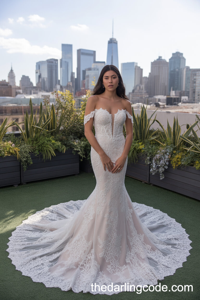 Sophisticated Mermaid Lace Wedding Dress With Cathedral Train
