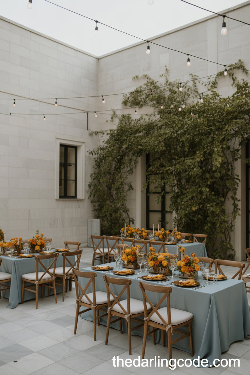 Dusty Blue And Marigold