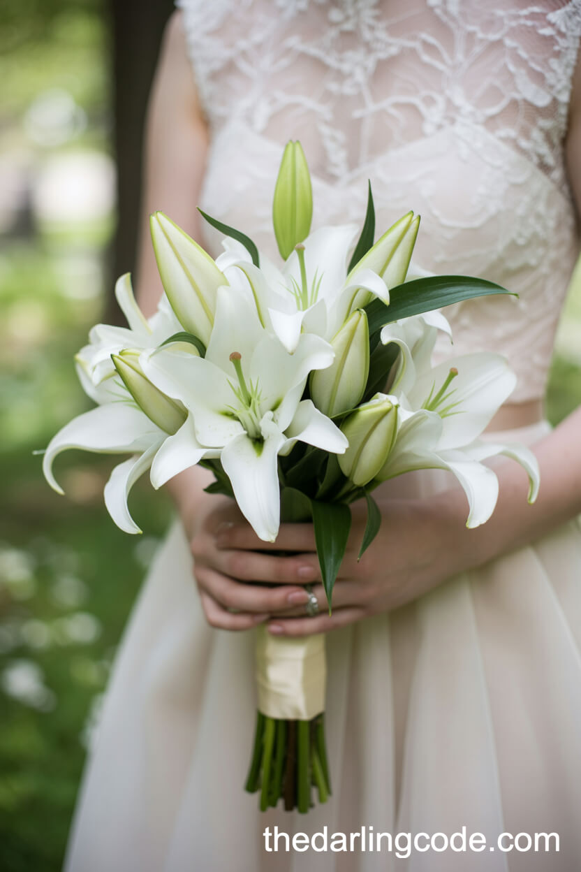 Classic White Lily Hand-Tied Bouquet