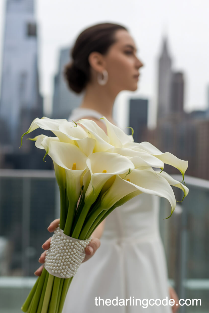 Sleek White Calla Lily City Chic Bouquet
