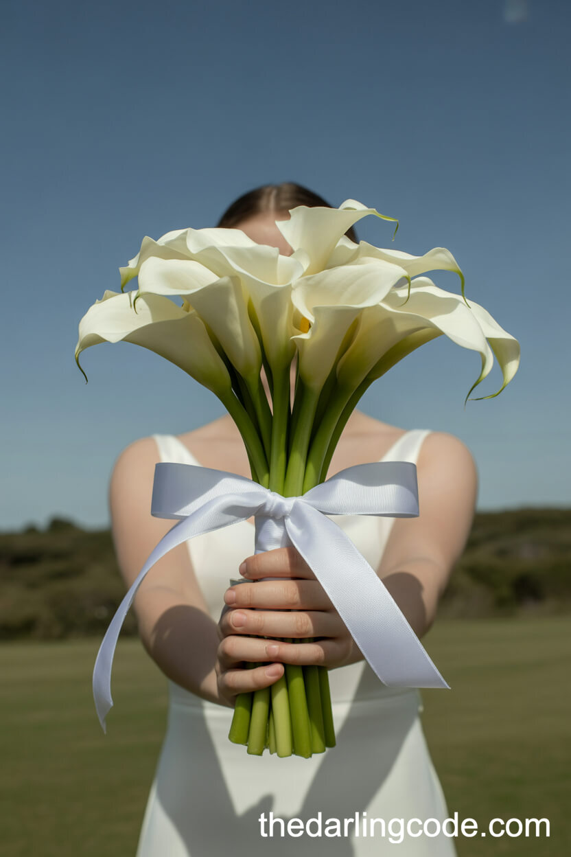 Modern White Calla Lily Minimalist Bouquet