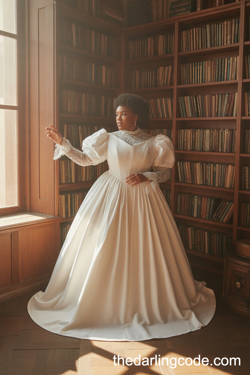 Victorian-Inspired Lace Cuff Long Sleeve Wedding Gown