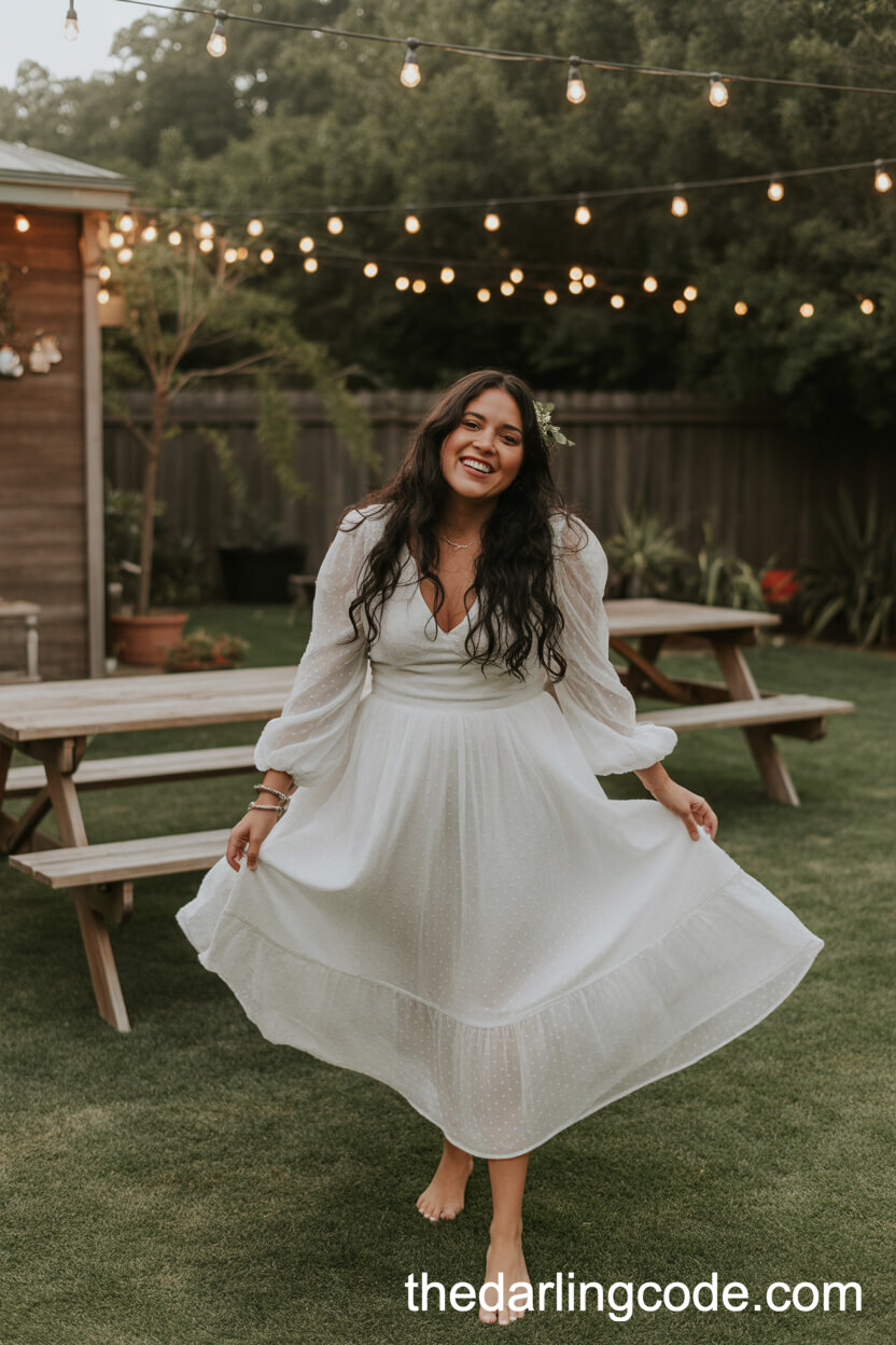 Relaxed Flowy Long Sleeve Wedding Dress