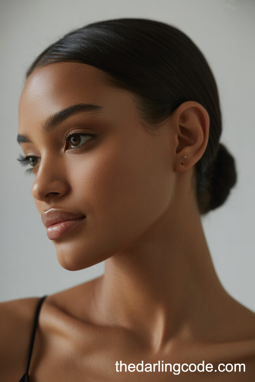 Sleek Low Bun With Center Part