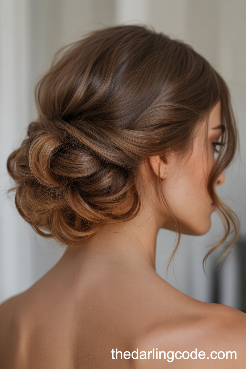 Voluminous Elaborate Low Updo For Thick Hair