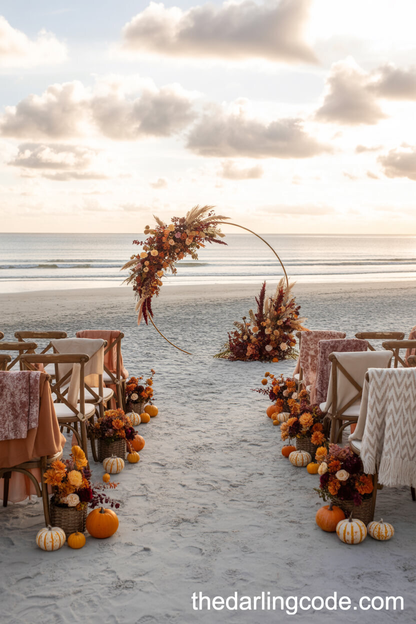 Autumnal Ceremony With Rich Florals And Rustic Decor