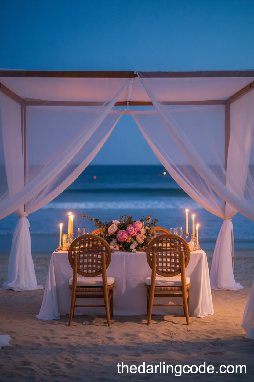Romantic Candlelit Dinner For Two Under A Beach Canopy