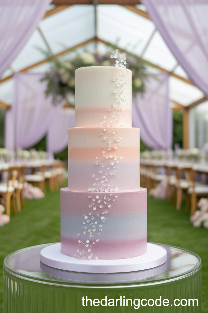 Pastel Ombre Cake with Sparkling Edible Crystal Cascade