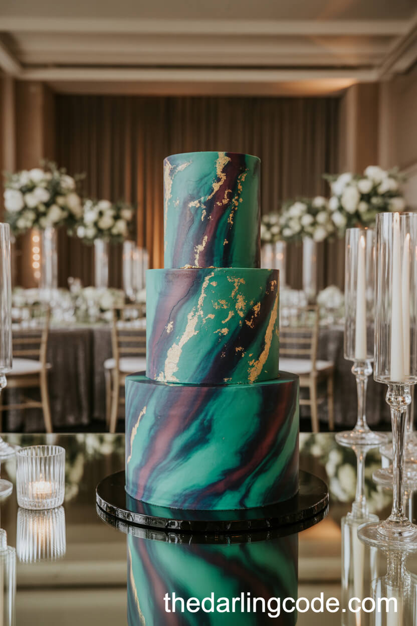 Marble-Effect Jewel Tone Cake with Edible Crystals