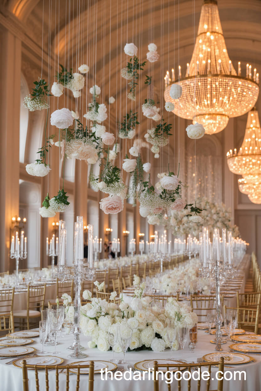 Suspended Blooms from Ballroom Ceilings