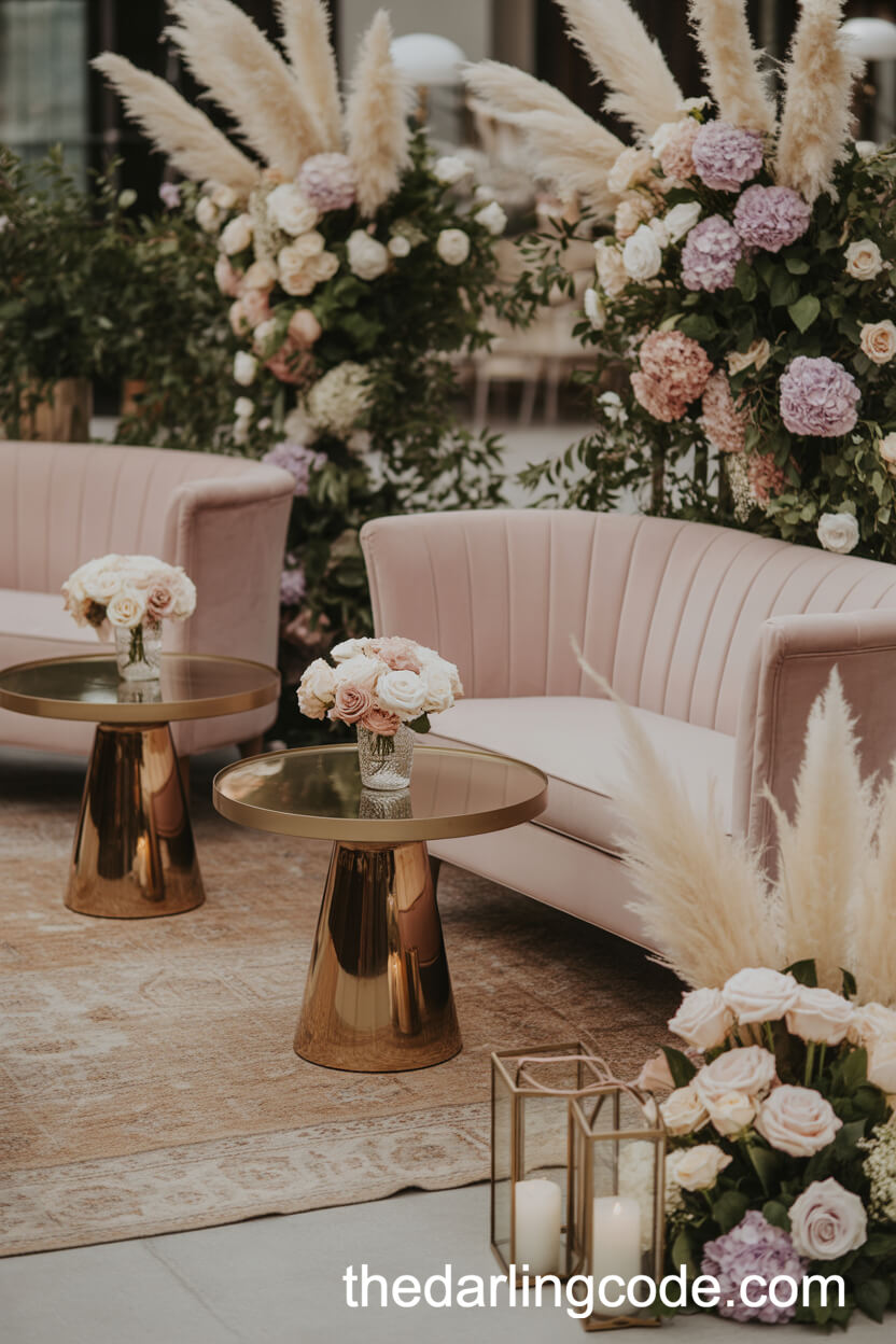 Chic Velvet Lounge Corners with Floral Accents