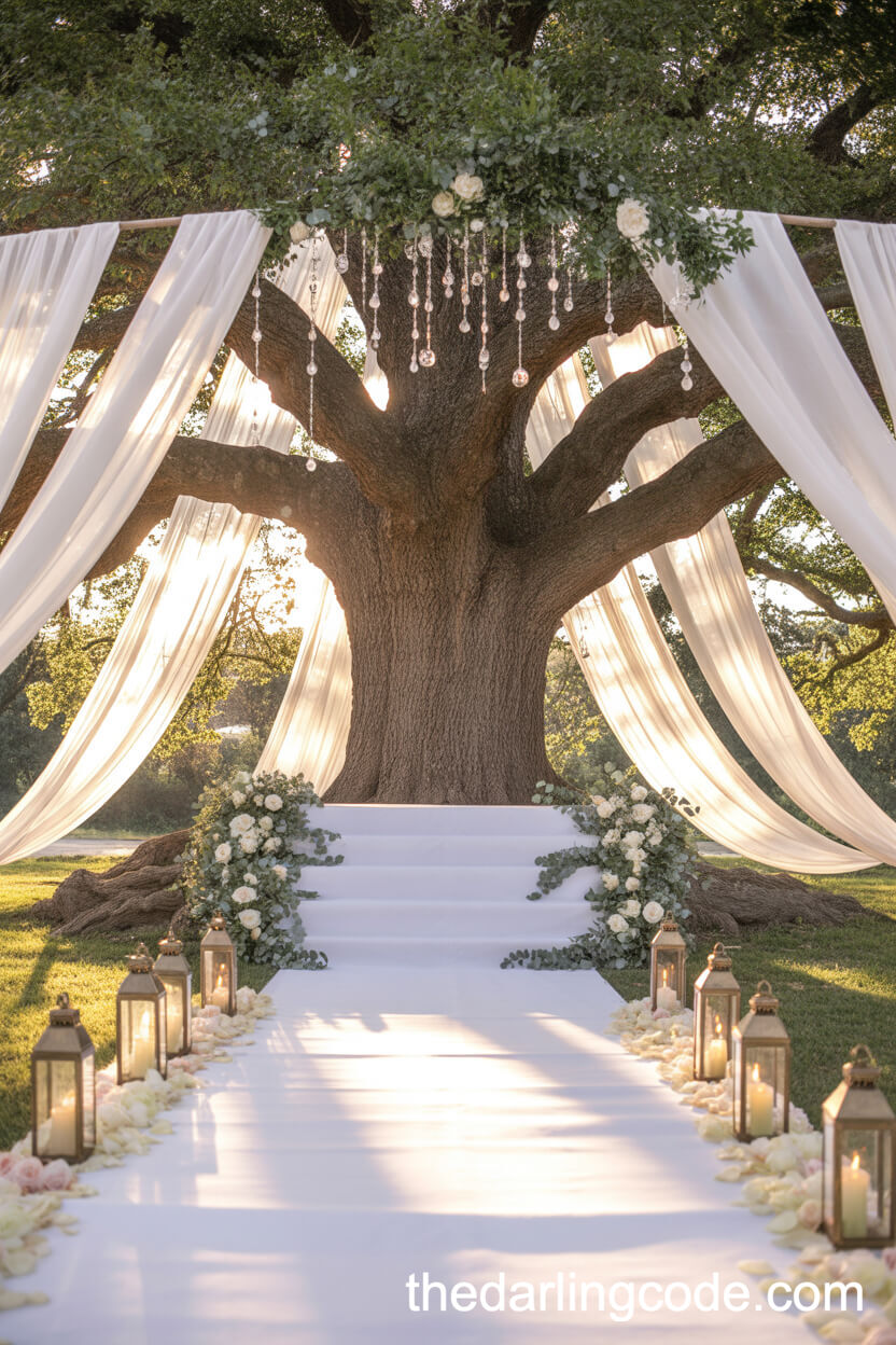 Enchanted Oak Tree Ceremony With Silk And Crystals