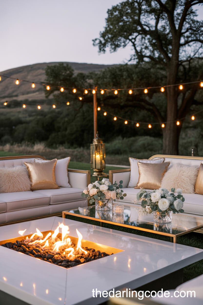 Cozy Firepit Lounge For An Outdoor Wedding