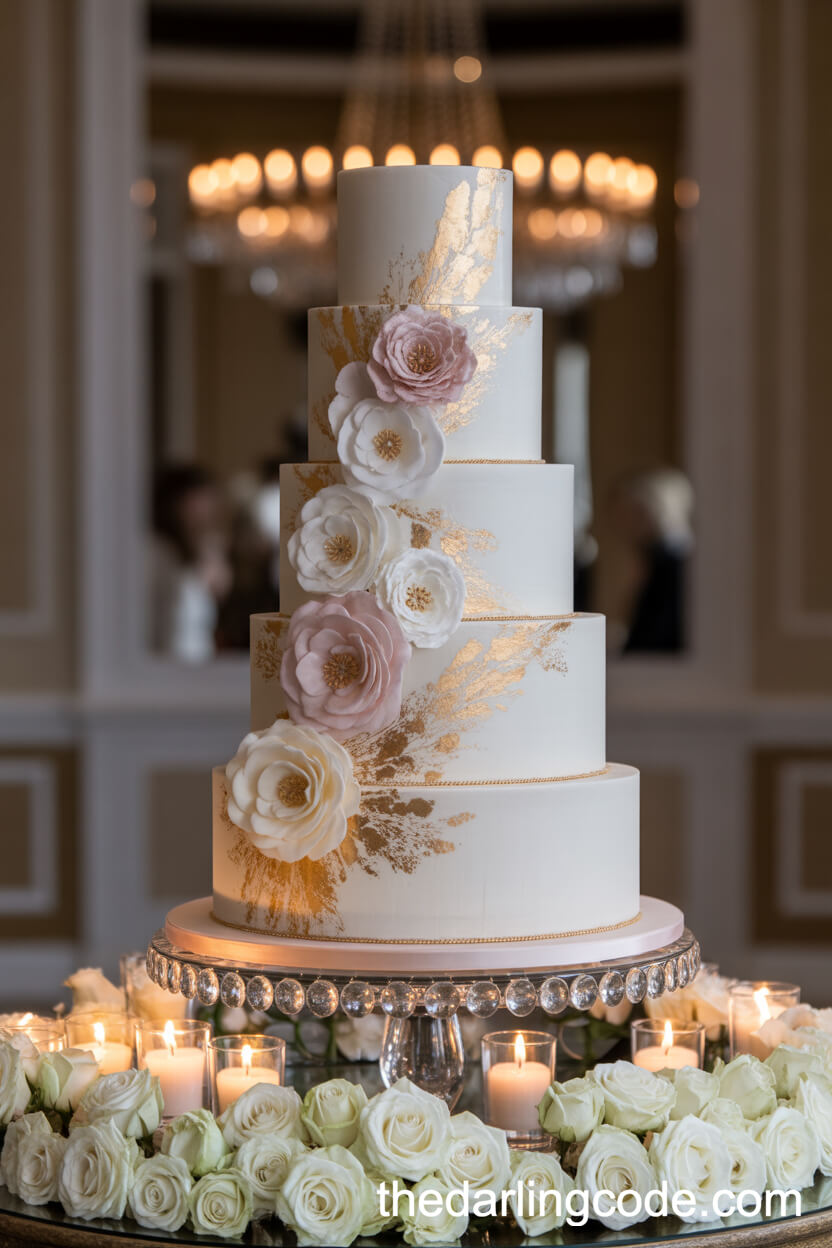 Showstopping Five-Tier Luxury Wedding Cake Display