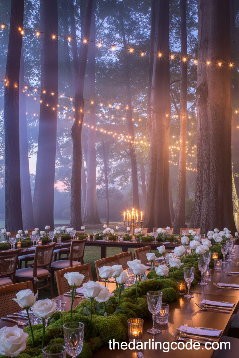 Enchanted Forest Wedding Reception At Dusk