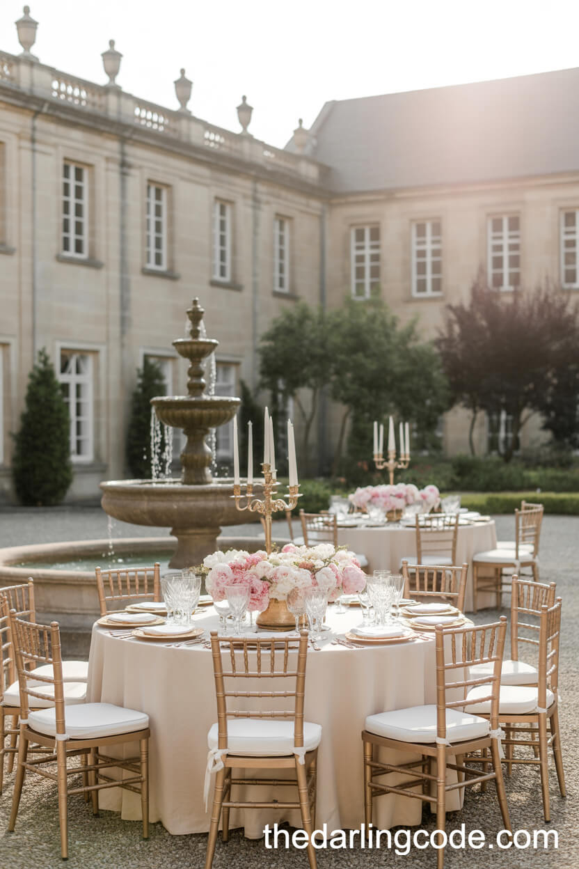 Historic Estate Courtyard Wedding Reception Ambiance
