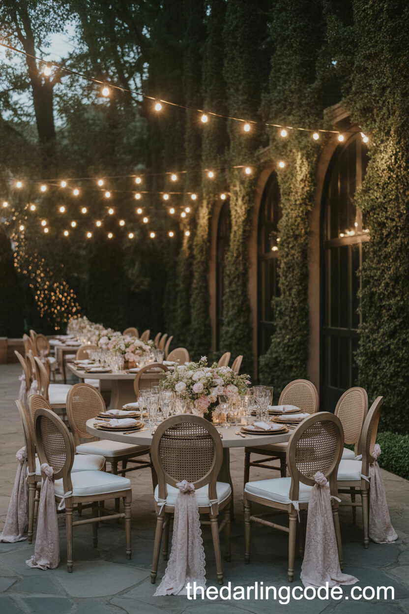 Intimate Floral Garden Wedding Reception Setting