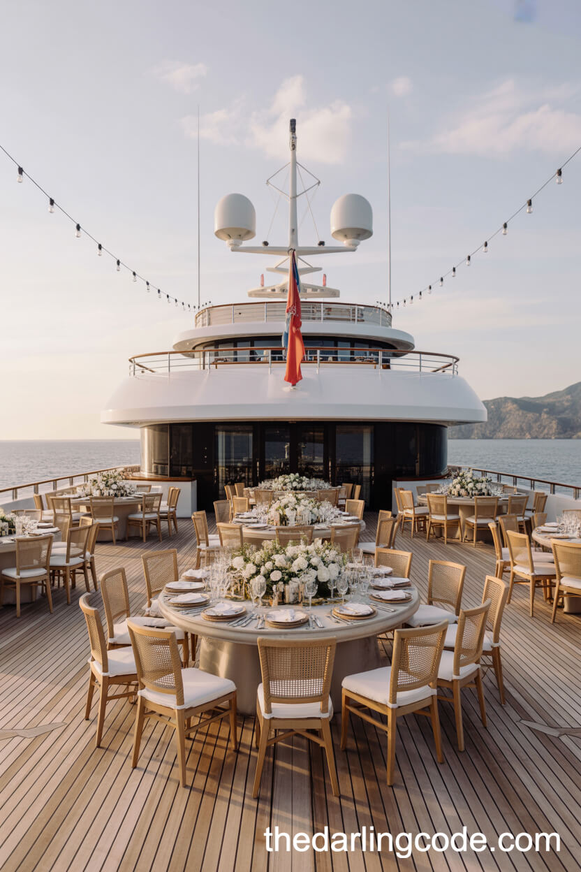 High-End Yacht Wedding Reception On Open Waters
