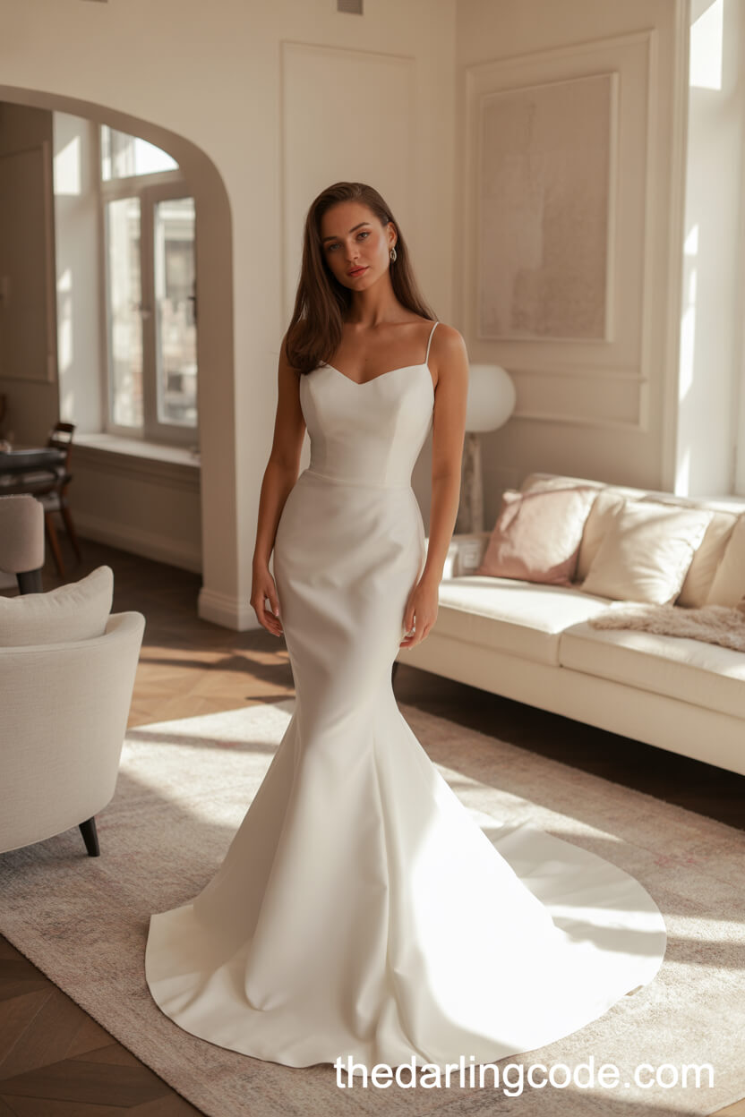 Classic White Mermaid Wedding Dress With Sweetheart Neckline