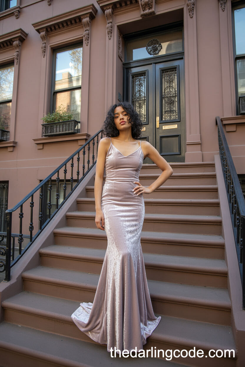 Plush Velvet Mermaid Wedding Gown