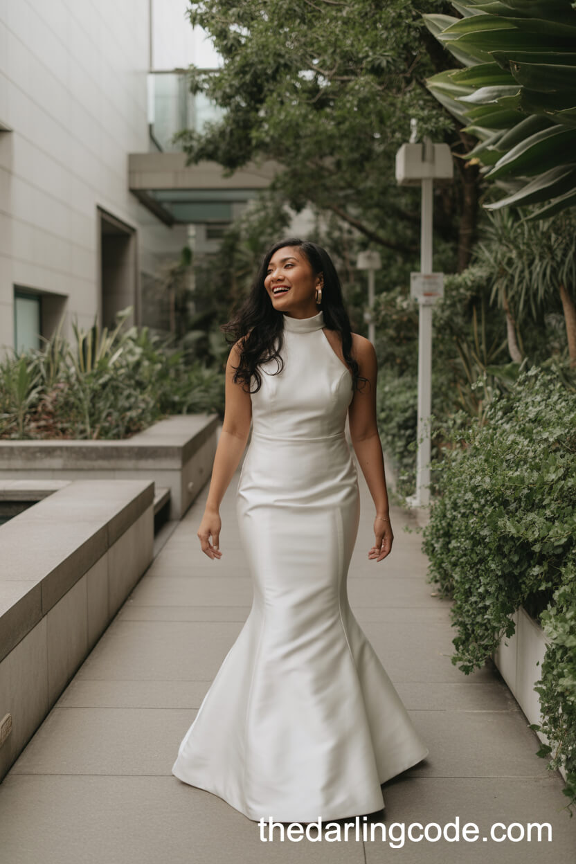 High Neck Mermaid Wedding Dress