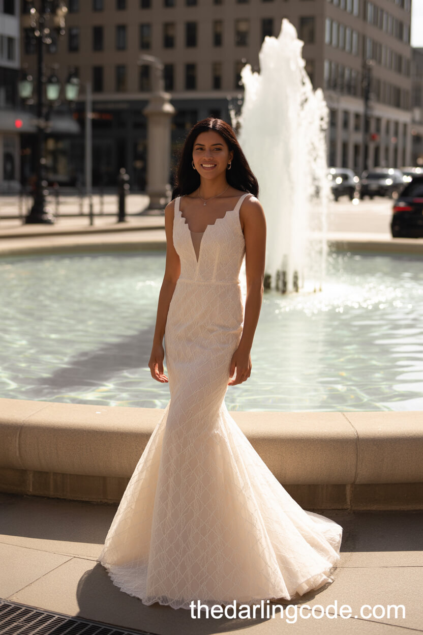 Scalloped Strap Mermaid Wedding Dress