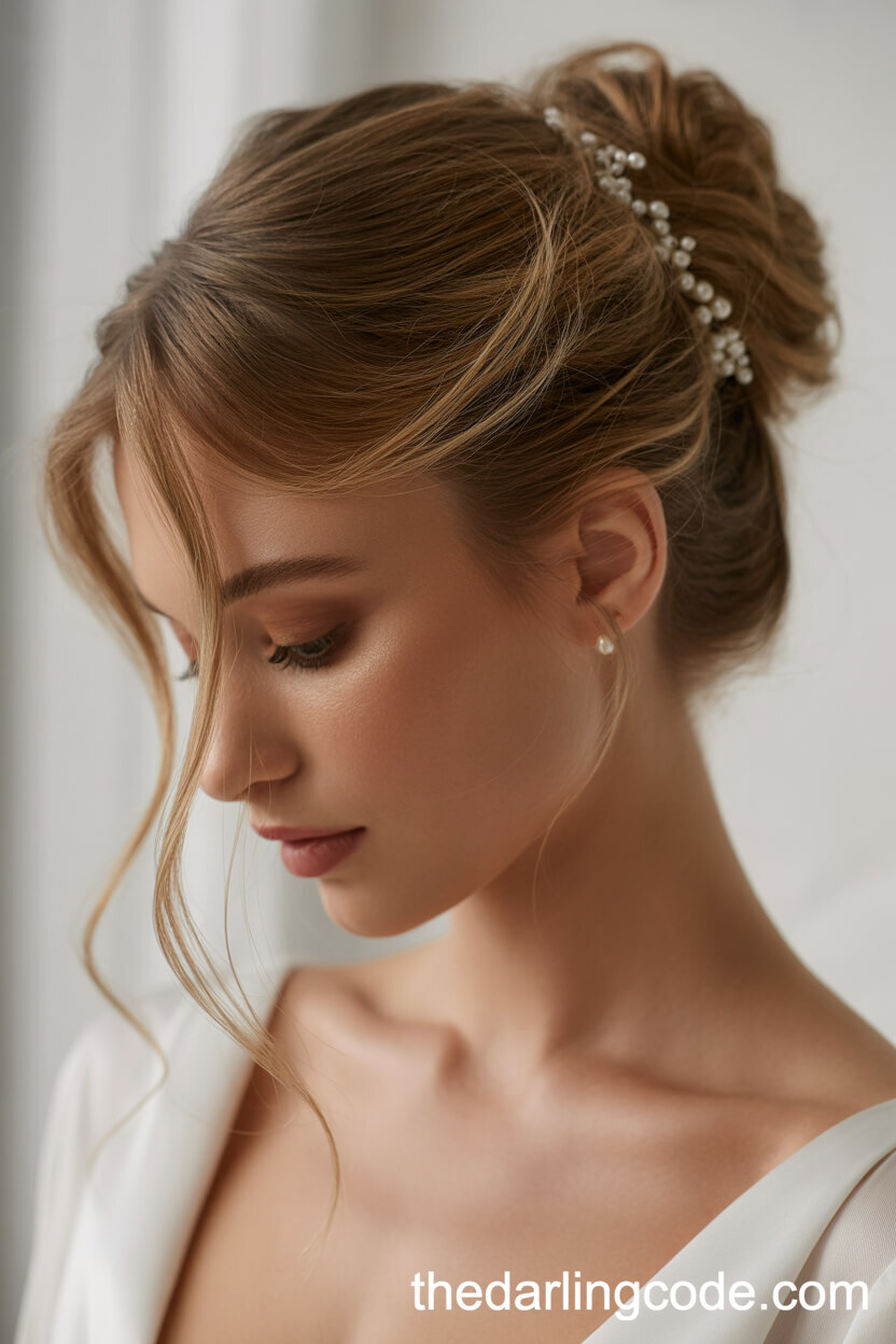 Classic Romantic Messy Bun Wedding Updo