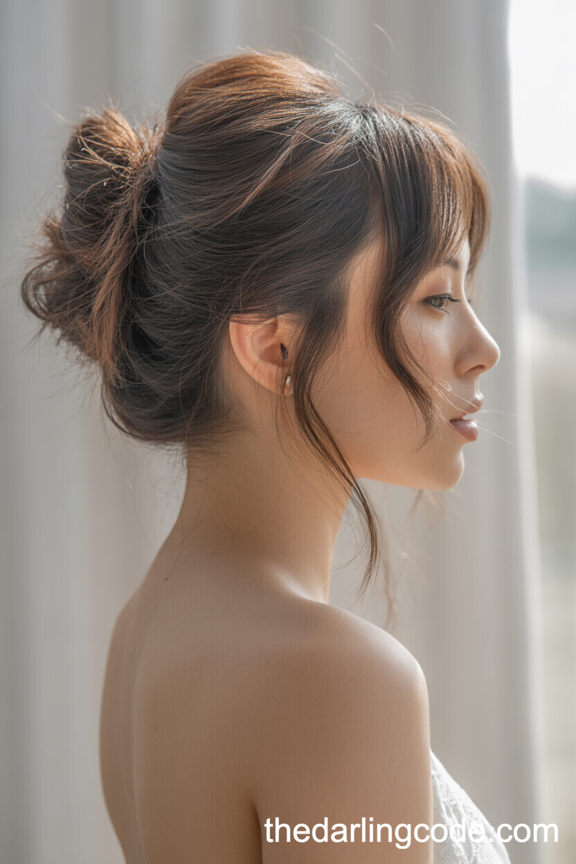 Luxurious Messy Side Bun Wedding Updo