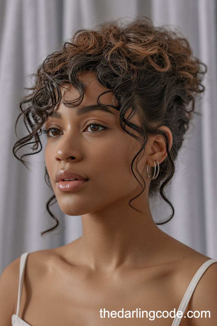Textured Messy Updo For Naturally Curly Hair
